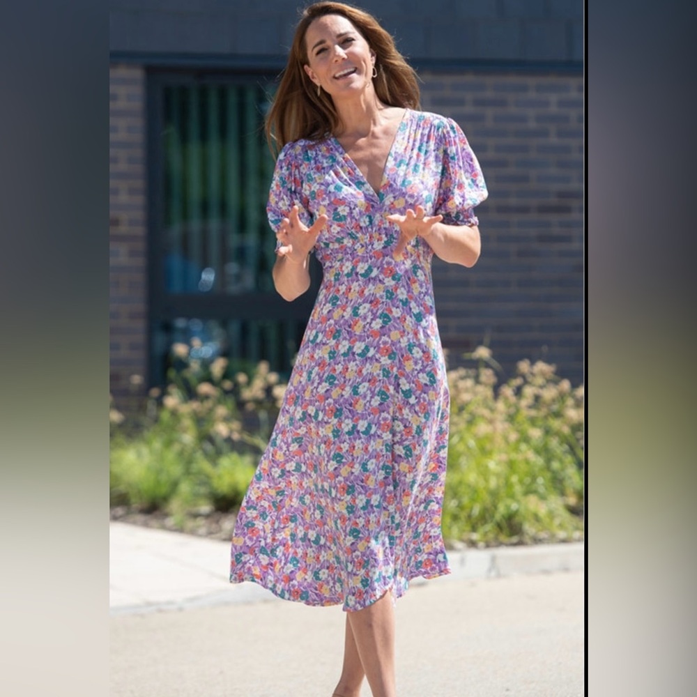 Faithfull the Brand Floral Multi Vintage Style Short Sleeve Midi Sundress